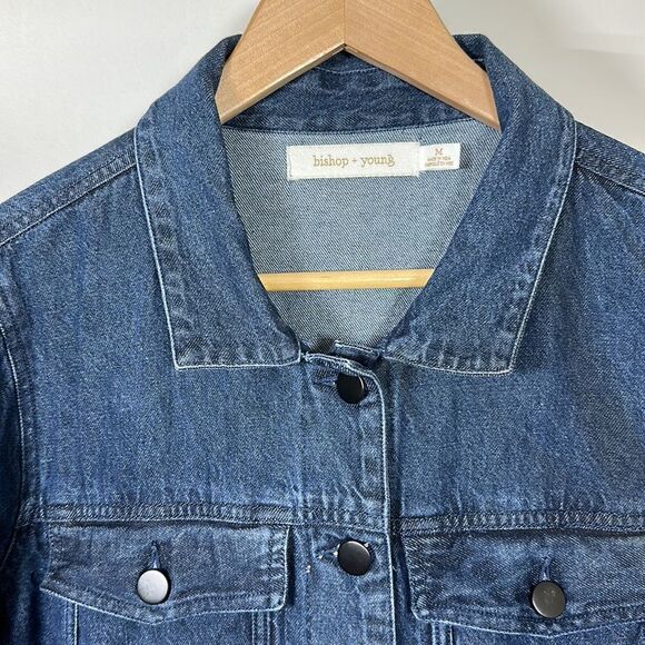 BISHOP + YOUNG Women’s Raw Hem Cropped Denim Jean Jacket Blue Size Medium - Picture 4 of 13